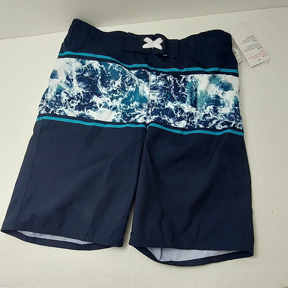 Old Navy Boys Swim Trunks Size 8 Blue Water UPF 50 UV Protection NEW